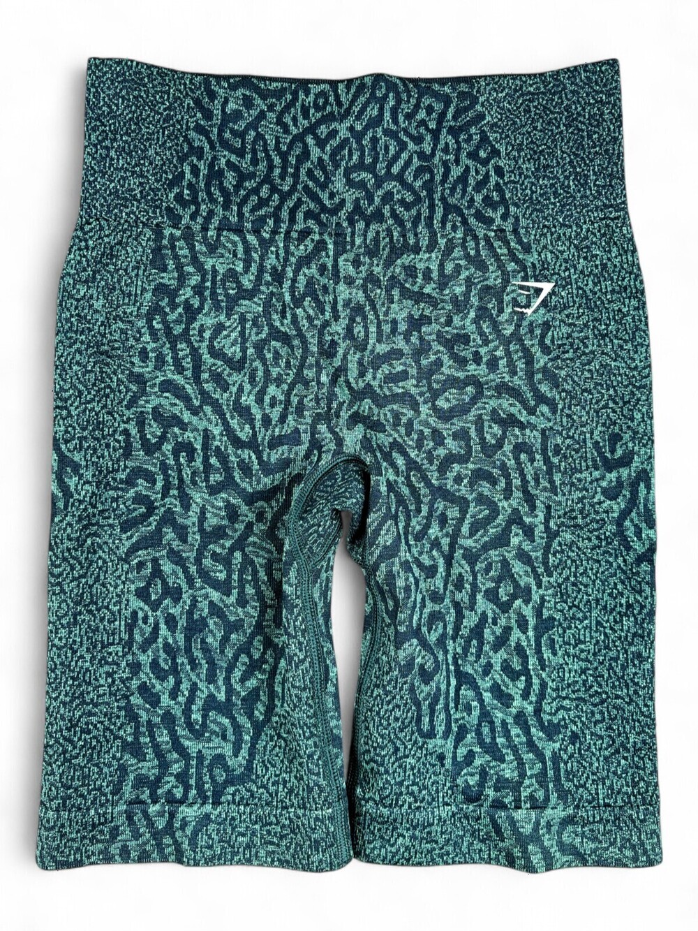 Gymshark Seamless High-Waist Bike Shorts S Teal Pattern